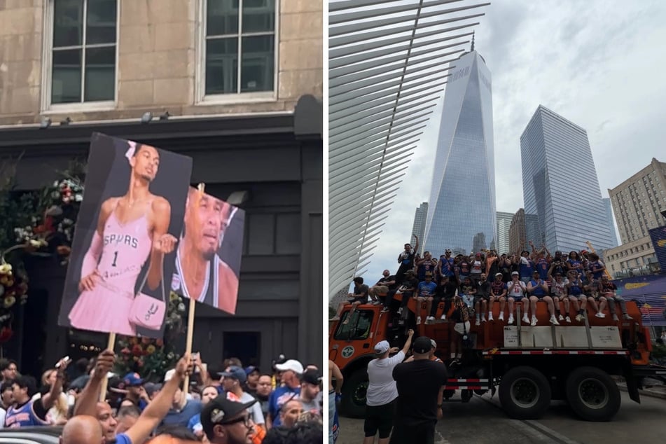 Knicks fans anticipated the parade along the route in lower Manhattan on Monday morning.