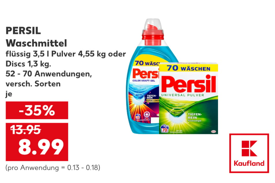 Persil Waschmittel für nur 8,99 Euro statt 13,95 Euro.