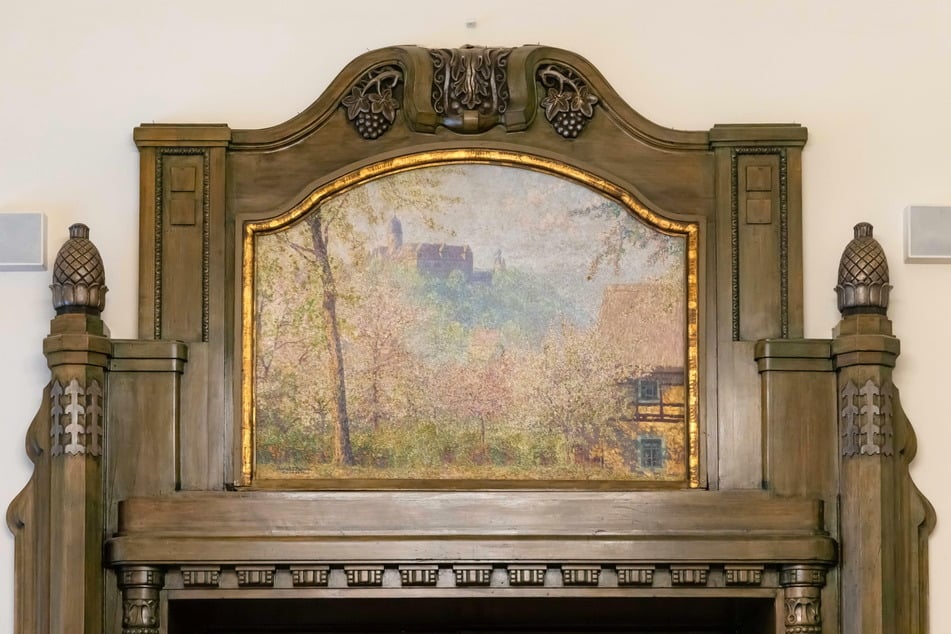Die Bilderserie des deutschen Künstlers Charles Johann Palmier im Grünen Salon: Die Rochsburg symbolisiert den Morgen und Frühling.