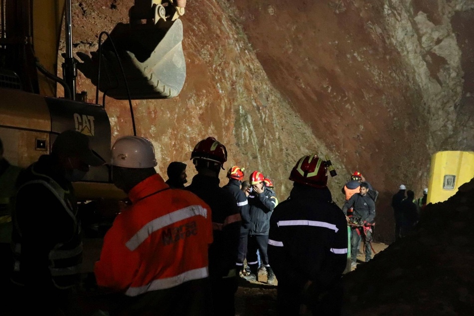 Rescuers attempting to reach the 5-year-old Rayan, who was trapped inside a well in northern Morocco.