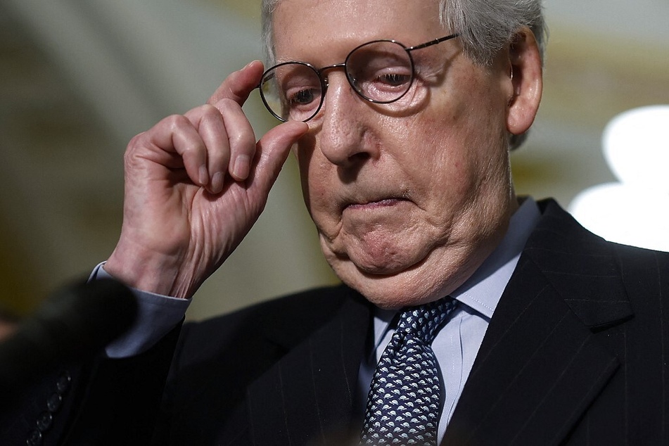 Senate Minority Leader Mitch McConnell was taken to hospital on Wednesday evening after he tripped and fell at a dinner party.