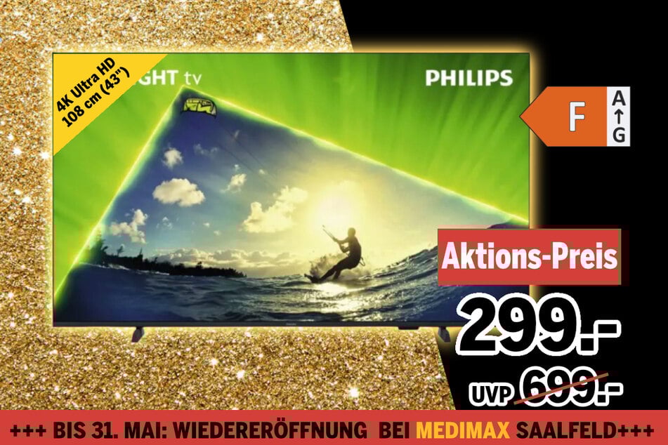 Der 43-Zoll Philips Ambilight-TV für nur 299 statt 699 Euro.