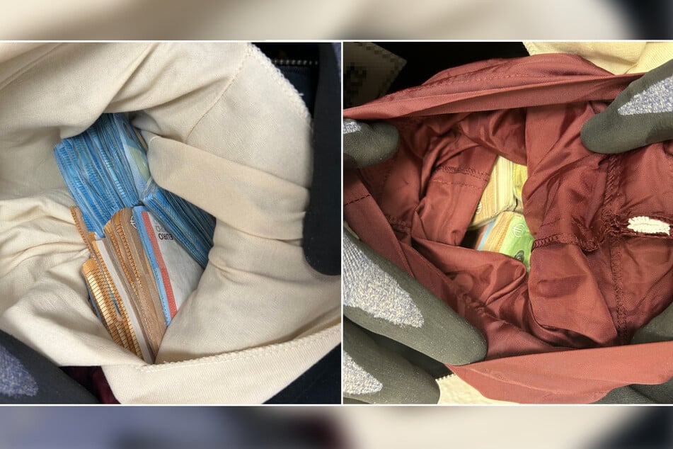 In der Innentasche der Jacke und in der Hosentasche des Mannes wurden weiter Mengen an Bargeld gefunden.