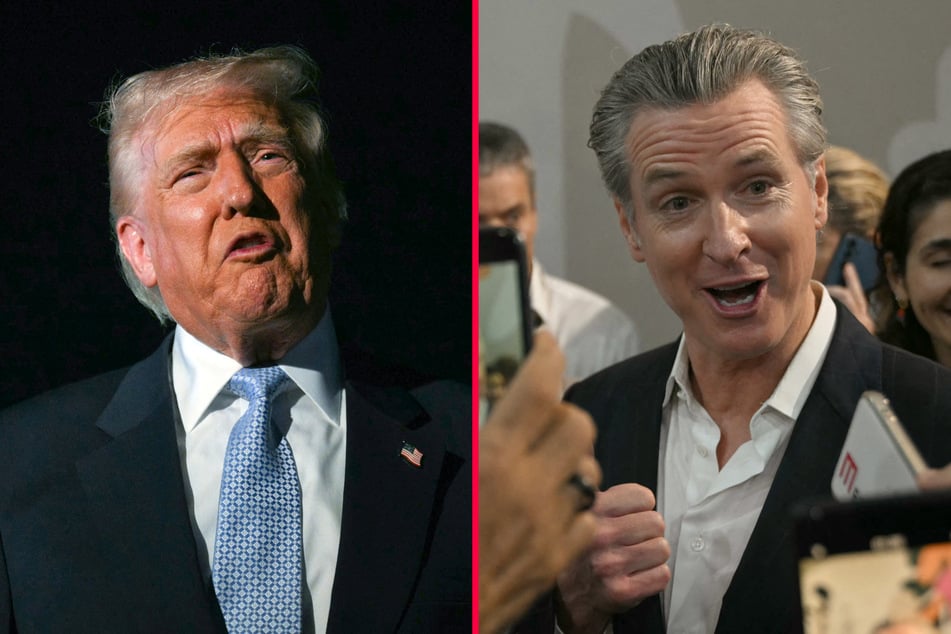 California Governor Gavin Newsom (r.) said that people should "pray" for President Donald Trump (l.) because he "is not mentally well."