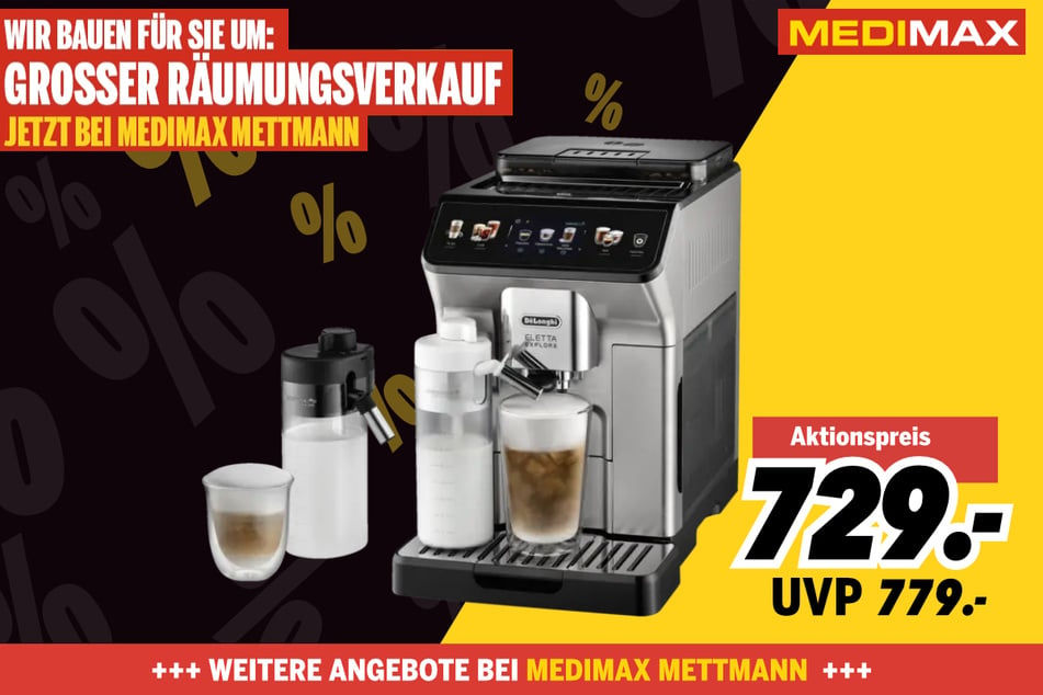 DeLonghi-Kaffeevollautomat für 729 statt 779 Euro.