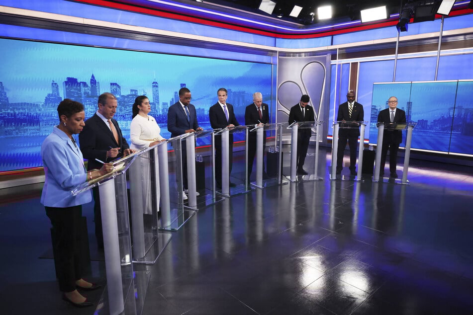 New York City Democratic mayoral primary candidates appear on the debate stage at NBC Studios on June 4, 2025.