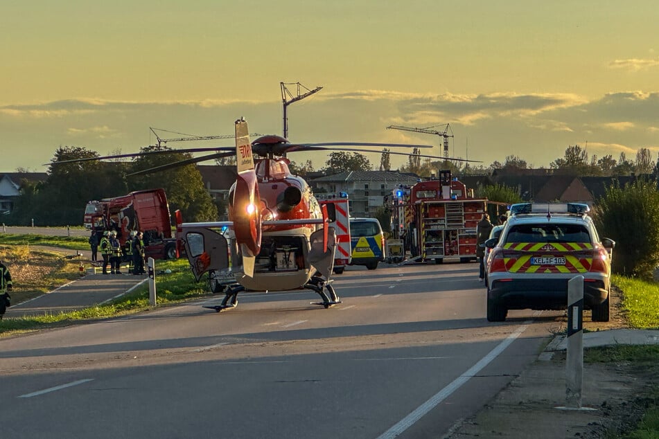 Ein großes Aufgebot an Rettungskräften inklusive Hubschrauber waren zum Unglücksort geeilt.