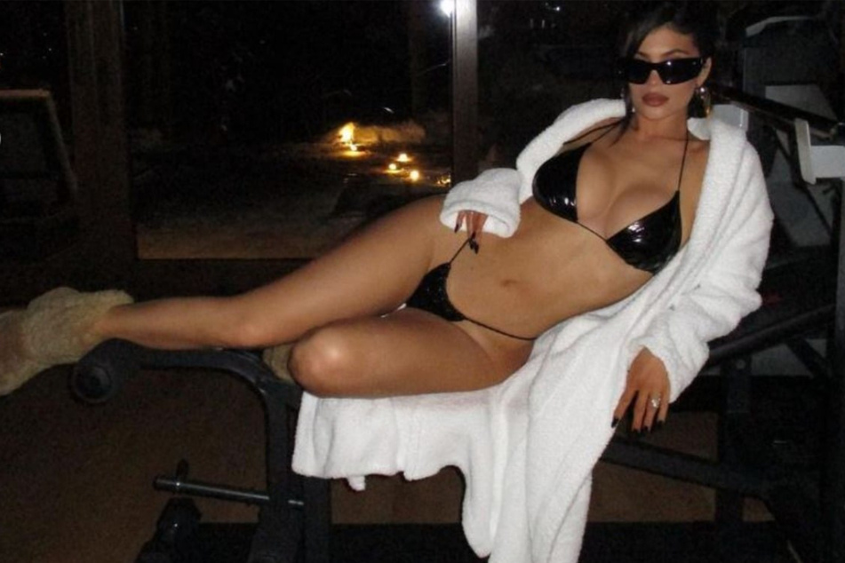Kylie Jenner posed on workout equipment in Aspen over the weekend.