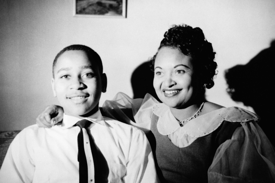 Emmett Till (l.) is pictured with his mother, Mamie Till-Mobley, before he was lynched in Mississippi at the age of 14.