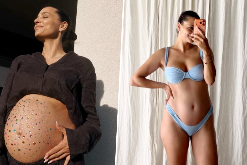 Amira Aly (34) zeigt sich anlässlich einer Überraschungsparty mit einem glitzernden Babybauch.