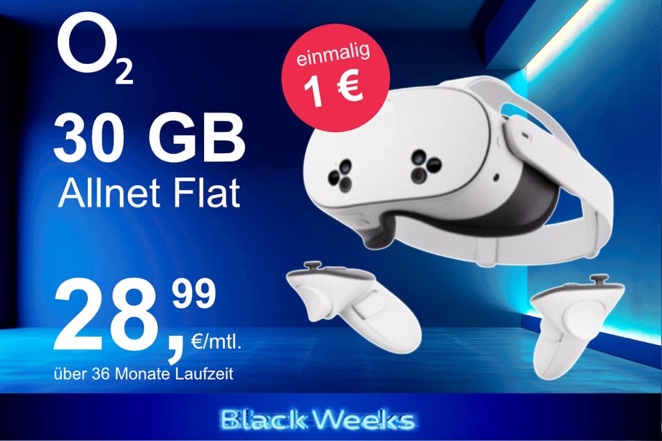 Die Meta Quest 3s im o2 Mobile M inkl. 30 GB+ für einmalig nur 1 Euro.