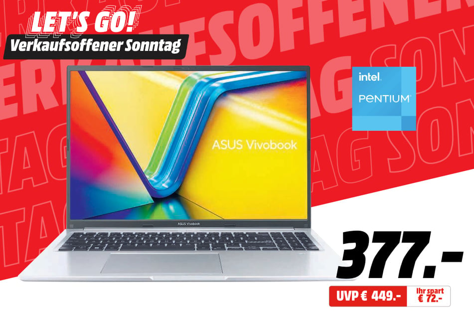 Asus-Notebook für 377 statt 449 Euro.