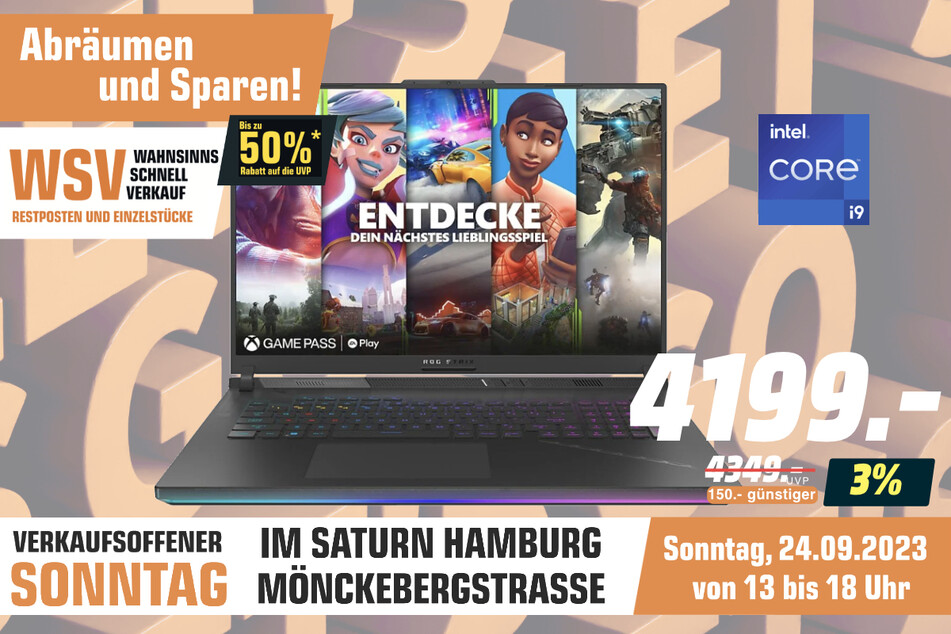 Asus-Gaming-Notebook für 4.199 statt 4.349 Euro.