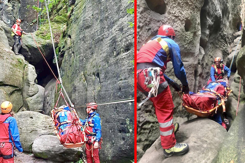 Eine 62-Jährige hatte sich beim Wandern am Großen Bärenstein verletzt und musste aufwändig abtransportiert werden.