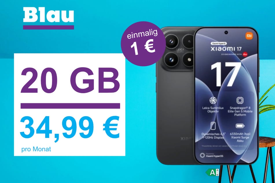 Das neue Xiaomi 17 mit Leica Kamera und 6330 mAh Akku jetzt schon für nur 1 Euro bei Blau.