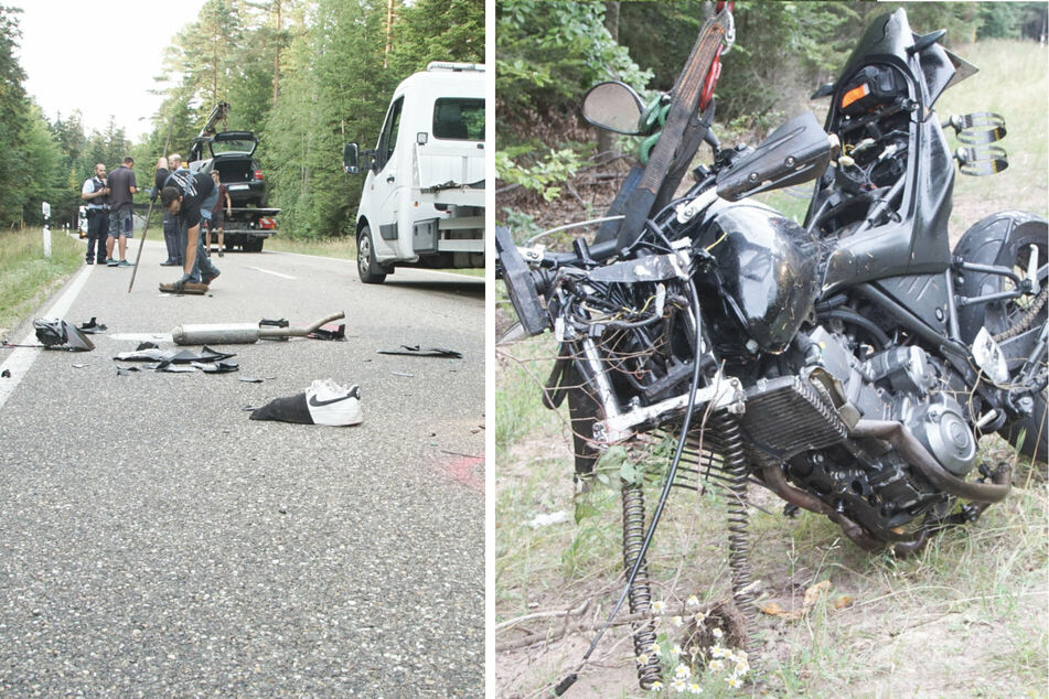 Das Motorrad wurde in viele Kleinteile gerissen.