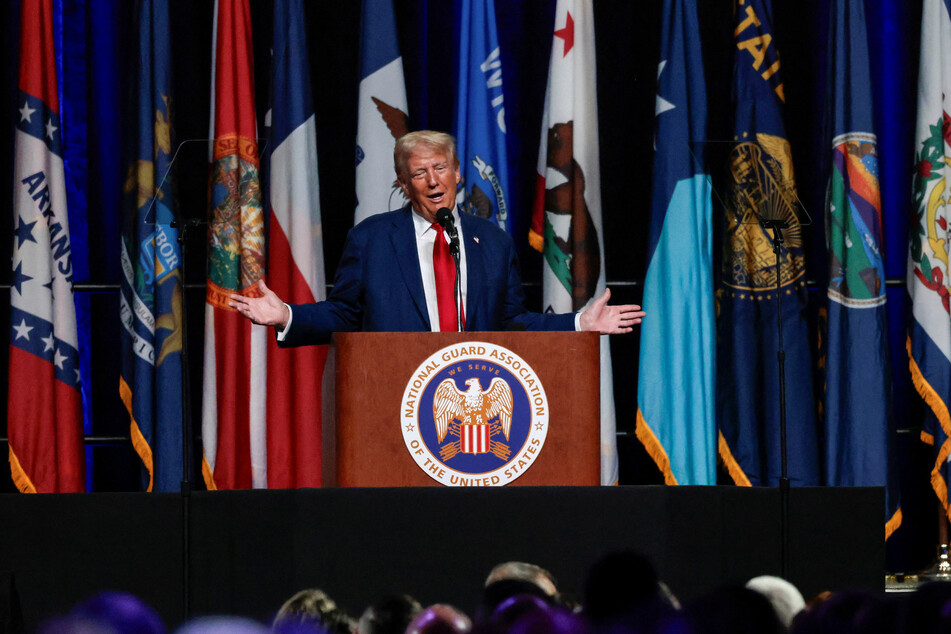 Trump addressed the National Guard Association of the United States in Detroit on Monday, paying tribute to 13 US troops killed in a suicide bombing during the withdrawal.