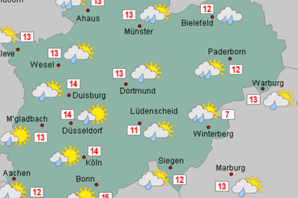Am Sonntag darf man sich vielerorts in NRW über ein paar wärmende Sonnenstrahlen freuen.