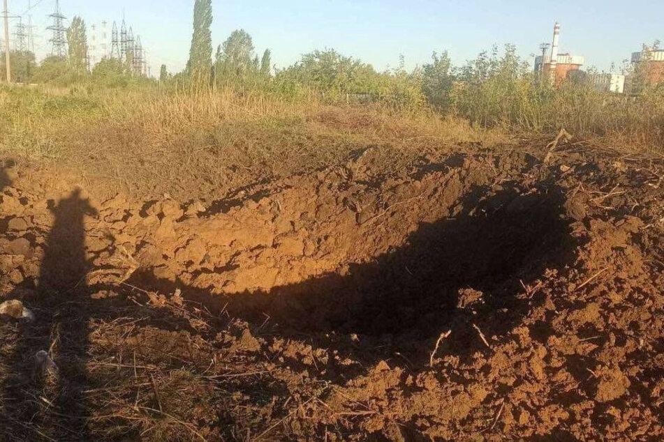 The Ukrainian state nuclear power plant operator published photos of a crater 13 feet in diameter and 6.5 feet deep.