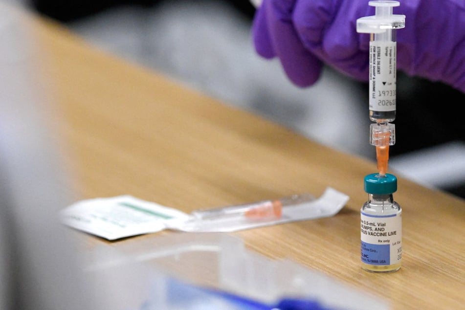 A syringe is pictured ahead of MMR vaccination at the City of Lubbock Health Department in Texas.