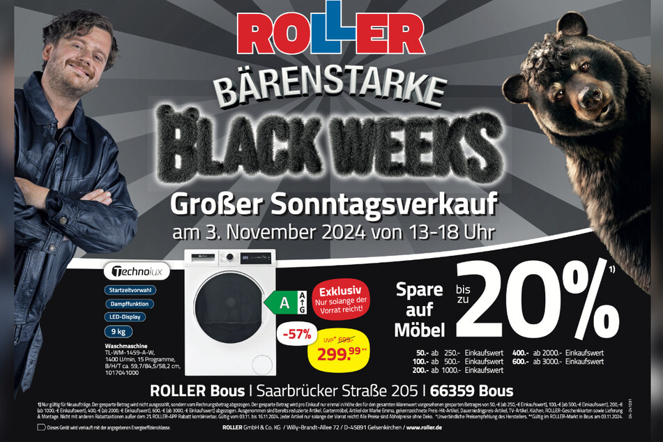 Zum Start der Black Weeks gibt's die Technolux Waschmaschine 57 Prozent günstiger.