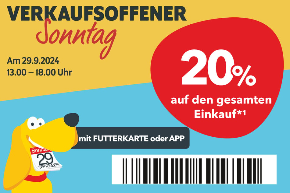 Mit einem Klick Rabatt-Coupon für die 20 Prozent herunterladen und EAN-Code an der Kasse scannen!