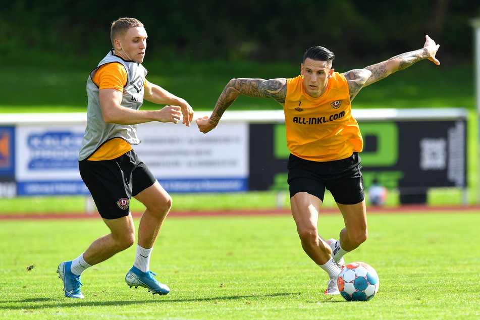 Drahtig, kräftig, antrittsschnell: Panagiotis Vlachodimos (29, r.) im Training im Camp gegen Luca Herrmann (22).