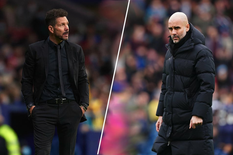 Diego Simeone (l.) and Pep Guardiola have vastly different conceptions of soccer.