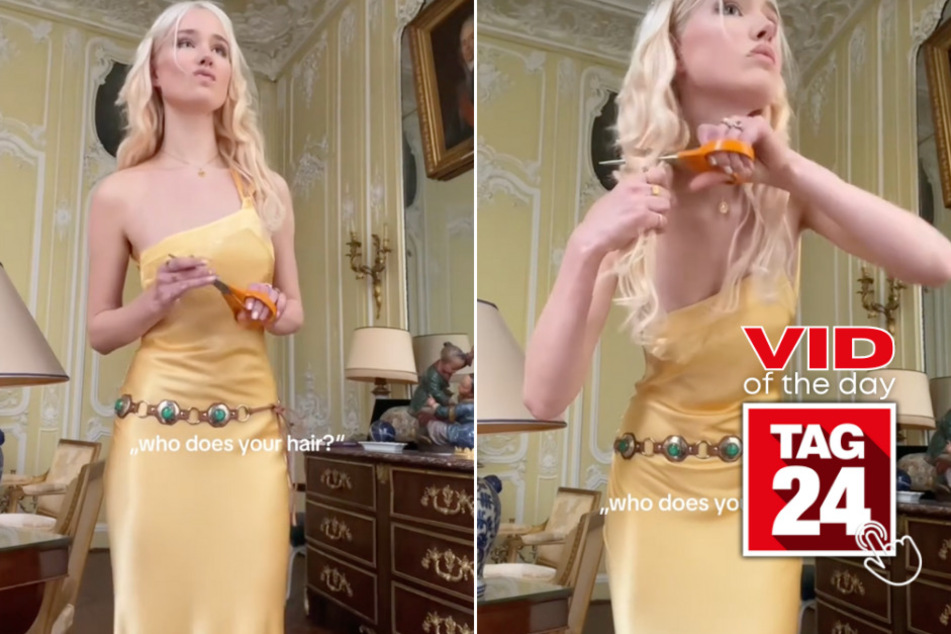 viral videos: Viral Video of the Day for January 21, 2024: Influencer takes extreme measures to match hair with dress