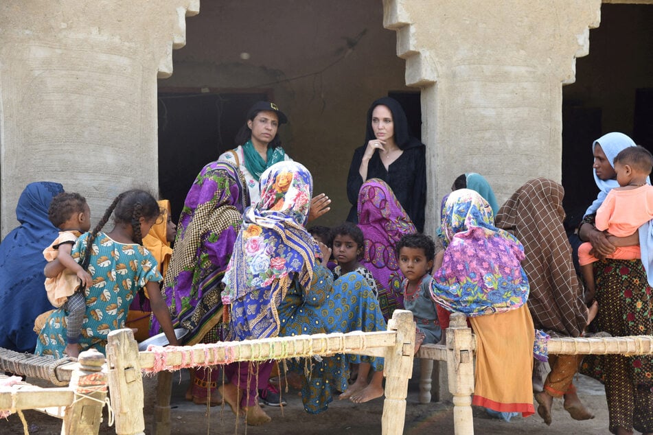 Angelina Jolie visits the village of Ibrahim Chandio in Pakistan.