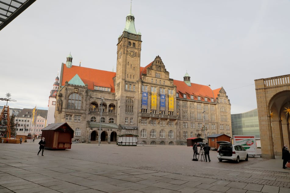 Die Chemnitzer Innenstadt war am Montagvormittag nahezu menschenleer.