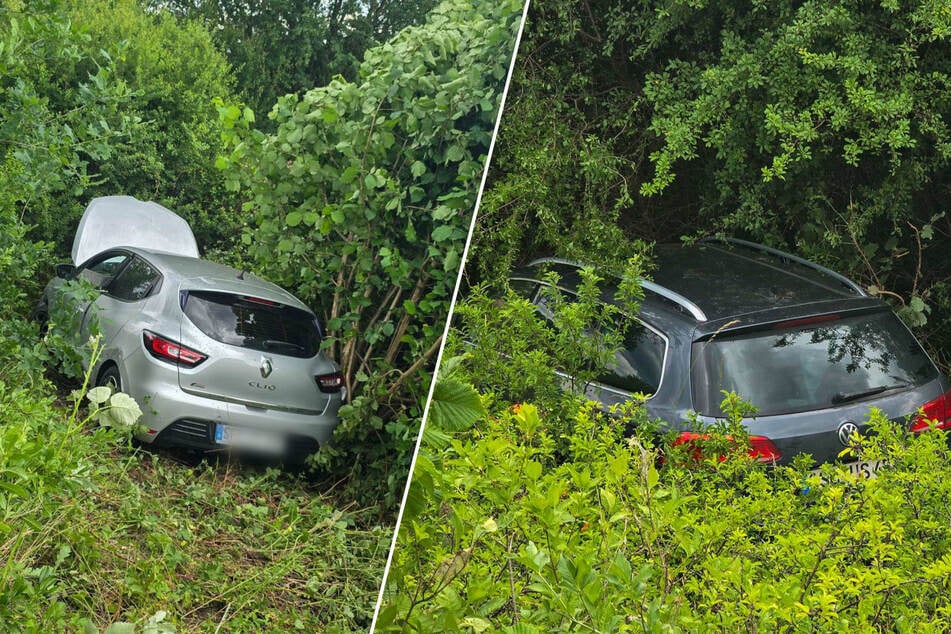 Überholgang geht schief: Zwei Autos landen im Straßengraben