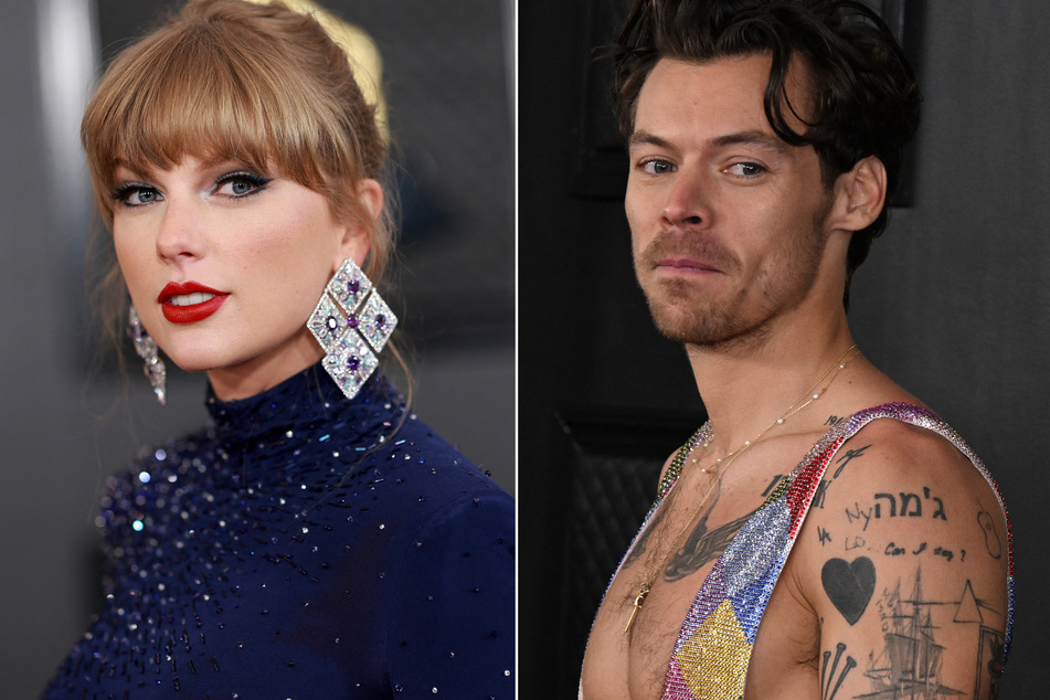 Taylor Swift (l) and Harry Styles shared a sweet exchange during the Grammys ceremony.