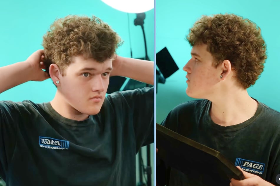 El peluquero le dio a su cliente un corte de pelo a la moda.