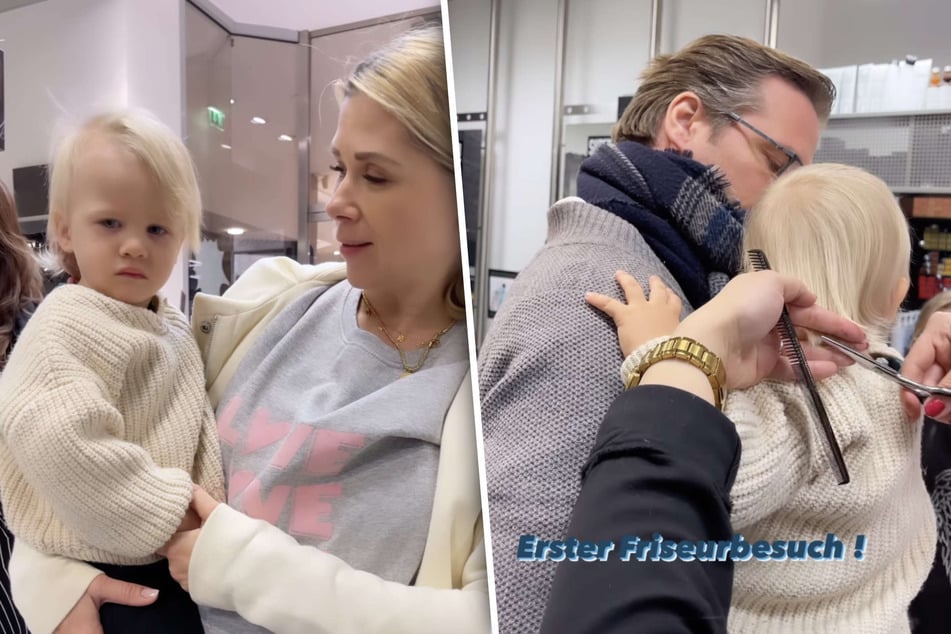 Tanja Szewczenkos (45) Zwillinge bekamen kürzlich ihren ersten Haarschnitt.