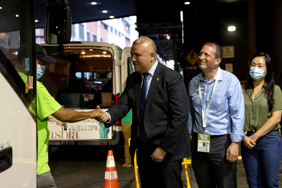 Another bus full of migrants arrived in New York City from Texas on Wednesday, and some passengers wore wristbands with barcodes on them.