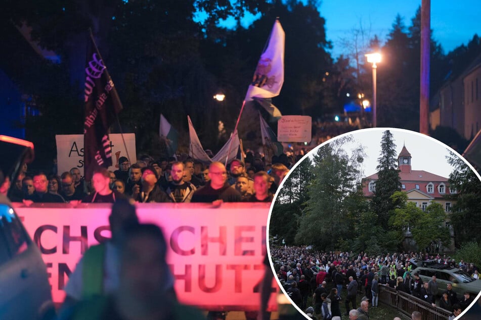 Mit Rechtsextremen unterwegs: 2000 Demonstranten gegen Asylheim in Sachsen-Schloss