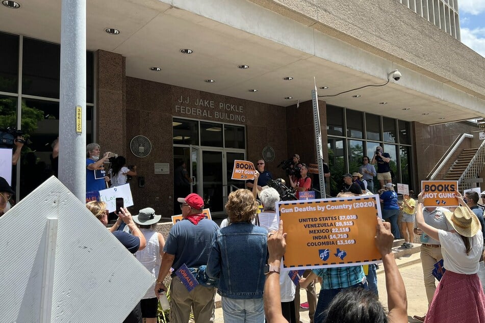 Texas teachers protest outside Ted Cruz's office after Uvalde school shooting