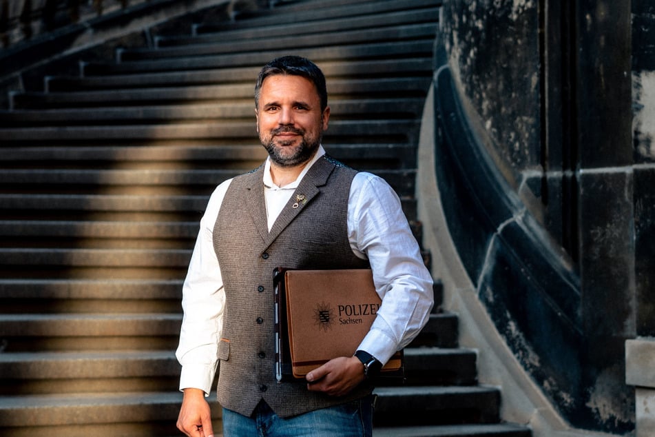 Jan Krumlovsky, Landesvorsitzender der GdP Sachsen. (Archivbild)