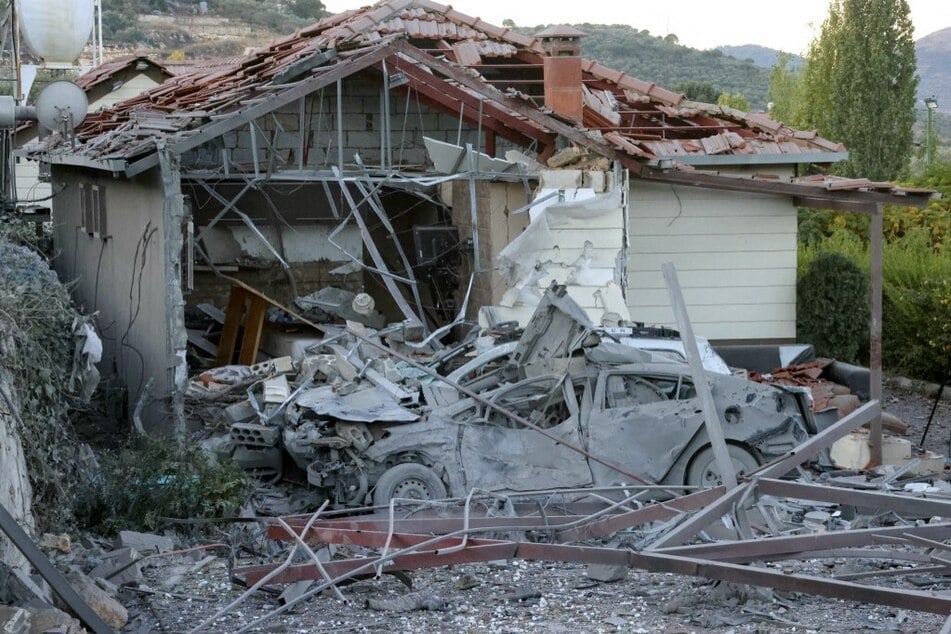 This picture shows the aftermath of an Israeli airstrike that targeted an area where a number of journalists were located in the southern Lebanese village of Hasbaya on October 25, 2024.