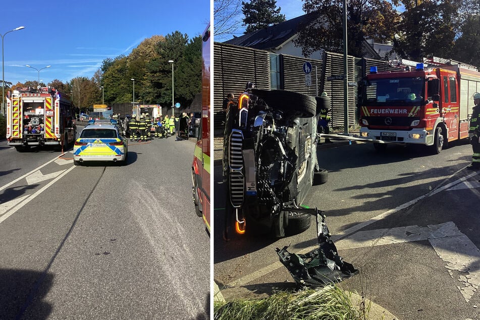 Feuerwehr, Polizei und Rettungsdienst waren an der Unfallstelle auf dem Isarring im Einsatz.