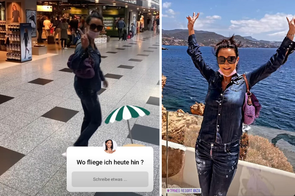 Verona Pooth (53) ist in den Urlaub nach Ibiza geflogen. Dort residiert sie in einem 5-Sterne-Hotel mit Traumblick auf das Mittelmeer. (Fotomontage)