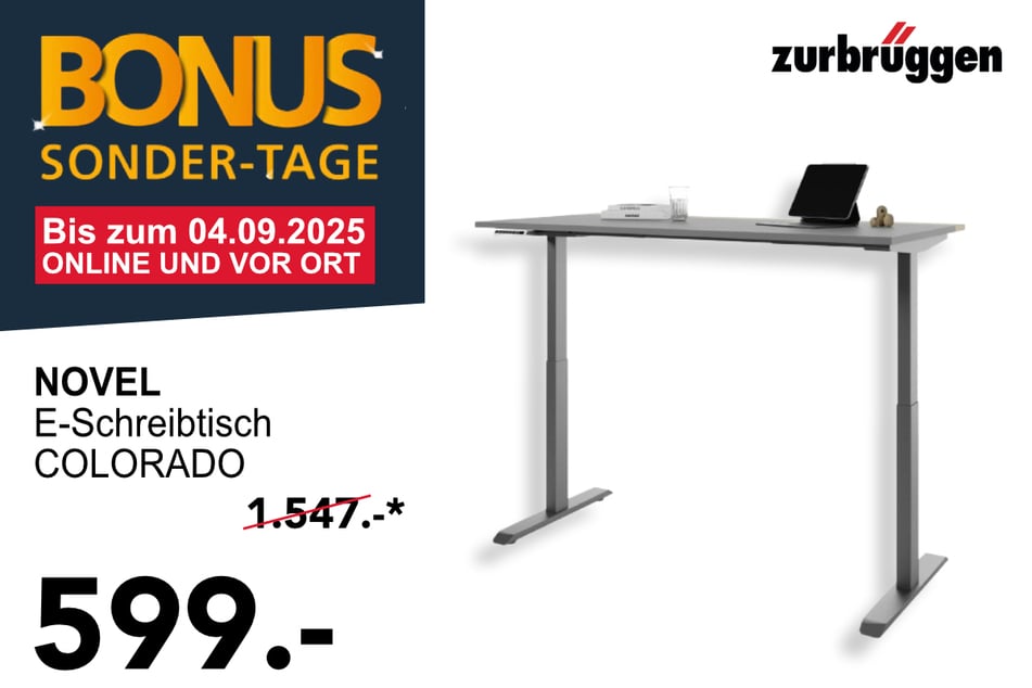 Der NOVEL E-Schreibtisch für 599 statt 1.547 Euro.