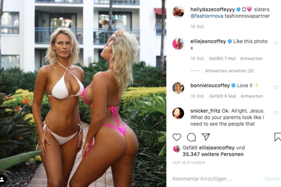 Bonnie-Lou Coffey und ihre Schwester Holly-Daze verwöhnen ihre Follower mit einem heißen Bikini-Bild.