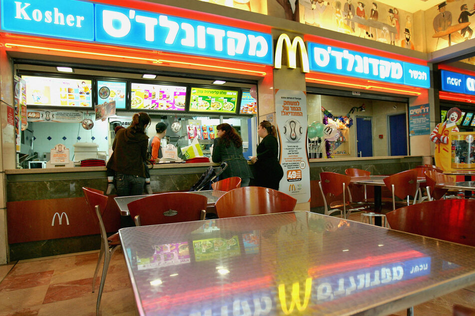 Customers line up at a McDonald's restaurant in Tel Aviv, Israel.