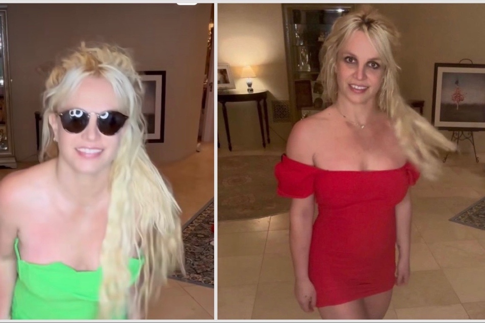 Britney Spears continues to model dresses and ignore her haters in her recent Instagram posts.