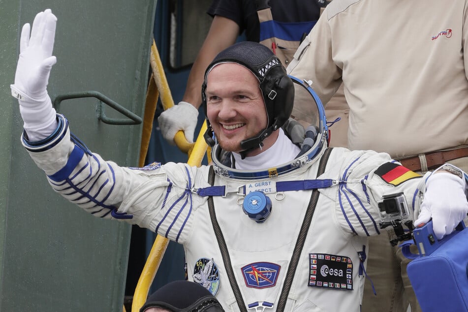 Der Astronaut kurz vor dem Abflug zur Raumstation ISS im Jahr 2018.