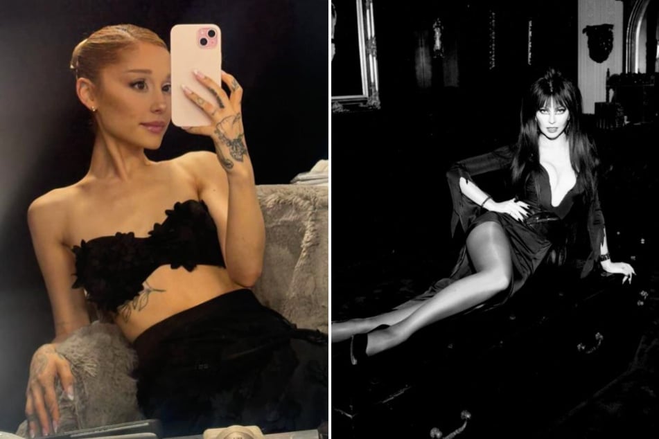 Ariana Grande (l.) apologized to Elvira for not taking a photo with her at a past event, citing an "anxiety attack."