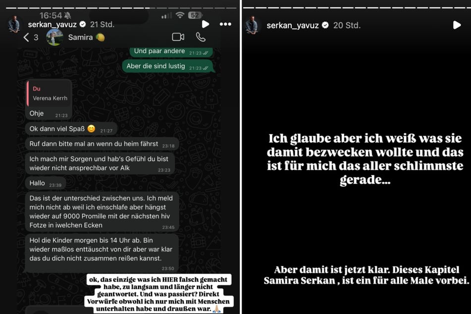 Via Instagram teilte Serkan öffentlich seine WhatsApp Chats mit Samira und erklärte ein Comeback der Beziehung für ausgeschlossen.