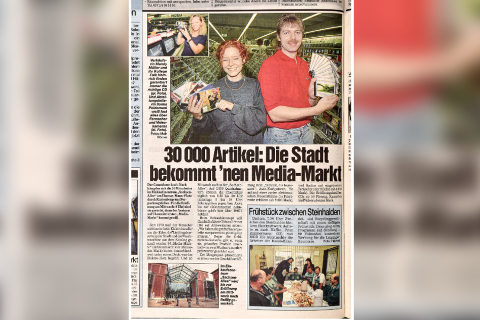 Da war die Freude bei den Besucherscharen groß: Im Herbst 1997 eröffnet in der Sachsen-Allee auch der Media Markt.